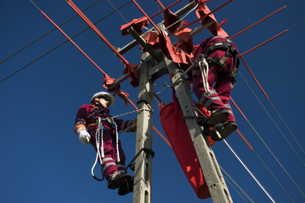 Prace przy linii elektroenergetycznej. Fot. Energa