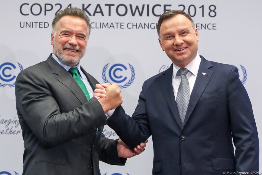 Prezydent RP Andrzej Duda i były gubernator Kalifornii Arnold Schwarzenegger. Fot. Kancelaria Prezydenta RP