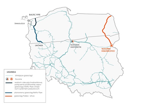 Mapa Gaz - System, tłocznie gazu. Fot.: Gaz - System