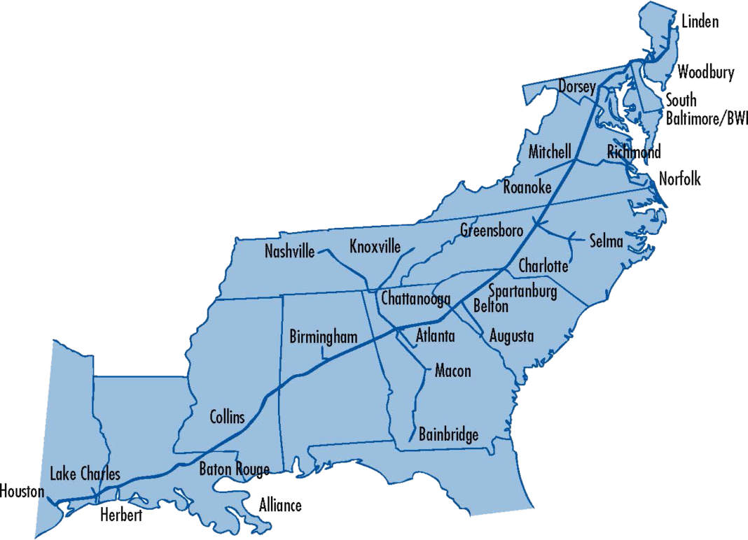 Colonial Pipeline. Grafika: Colonial Pipeline.