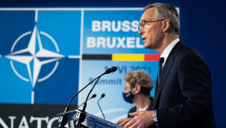 Sekretarz generalny NATO Jens Stoltenberg po rozmowach na szczycie w Brukseli z 14 czerwca 2021 roku. Fot. NATO