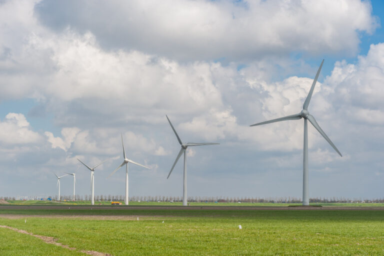 Fot. Lądowa farma wiatrowa. Źródło: Freepik.com.