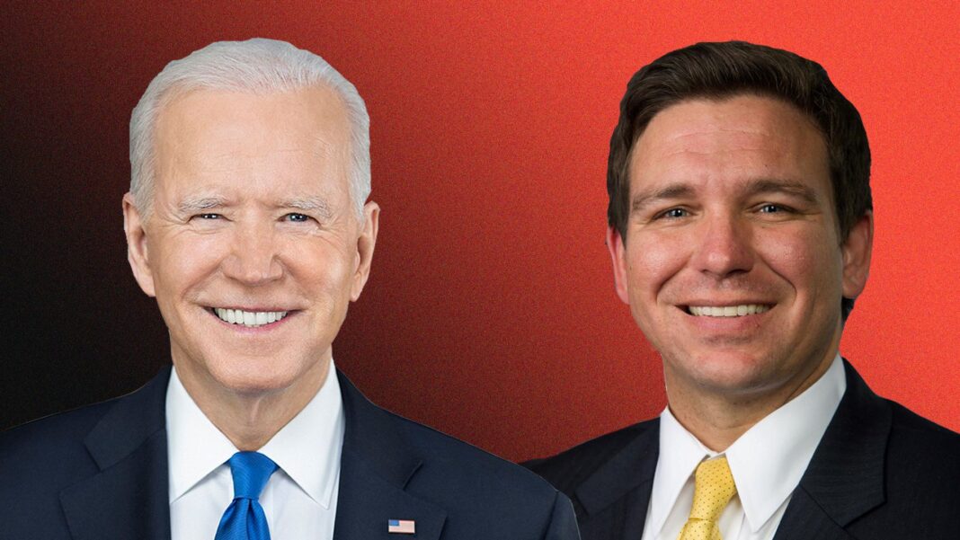 Joe Biden i Ron DeSantis. Grafika: Mikołaj Teperek